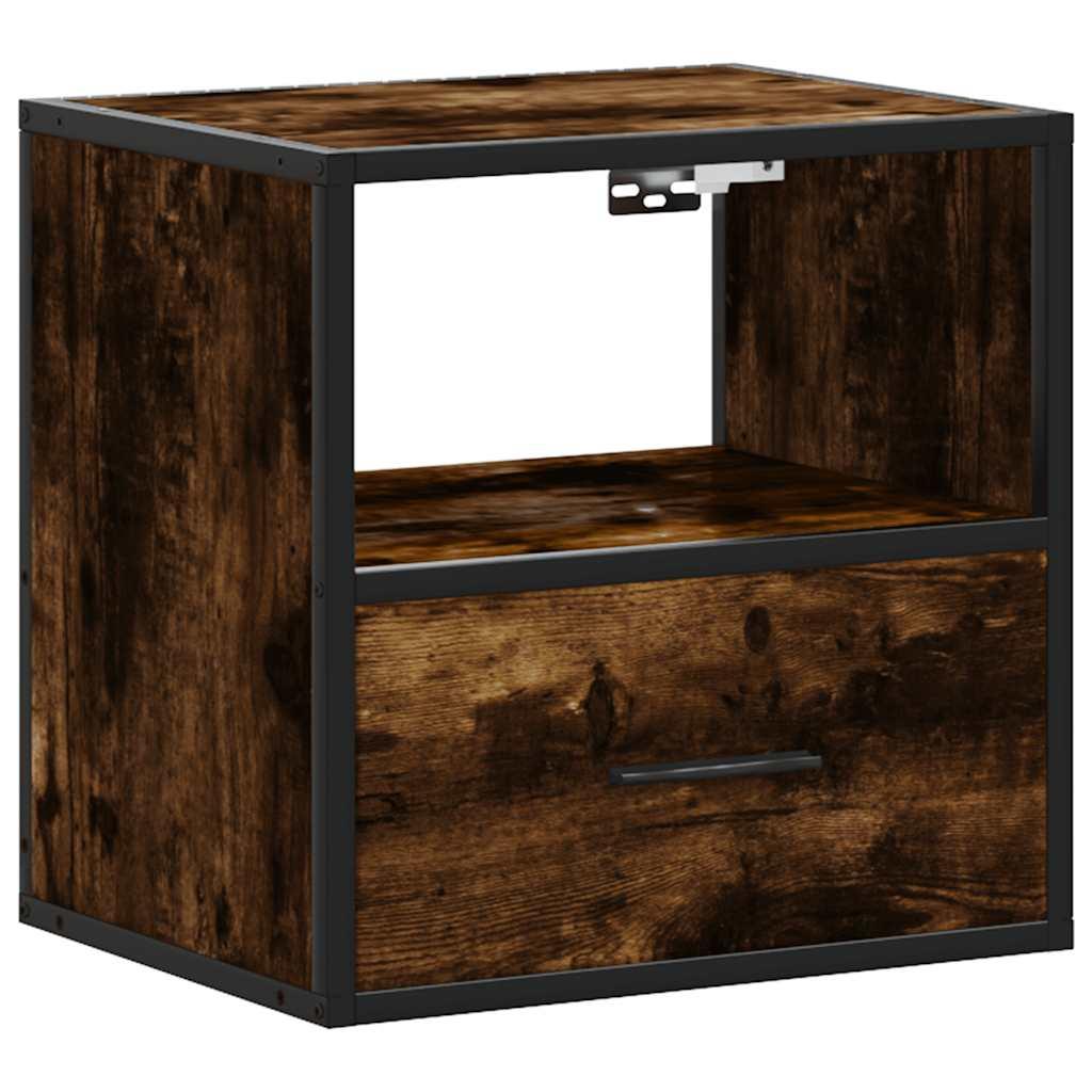 Væghængt sengebord 40x31x39,5 cm røget egetræsfarve