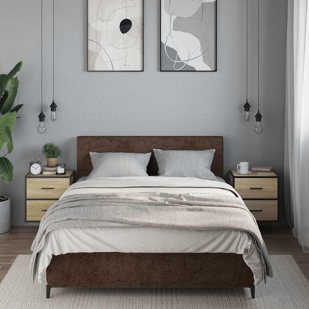 Væghængte sengeborde 2 stk. 40x31x39,5 cm sonoma-eg