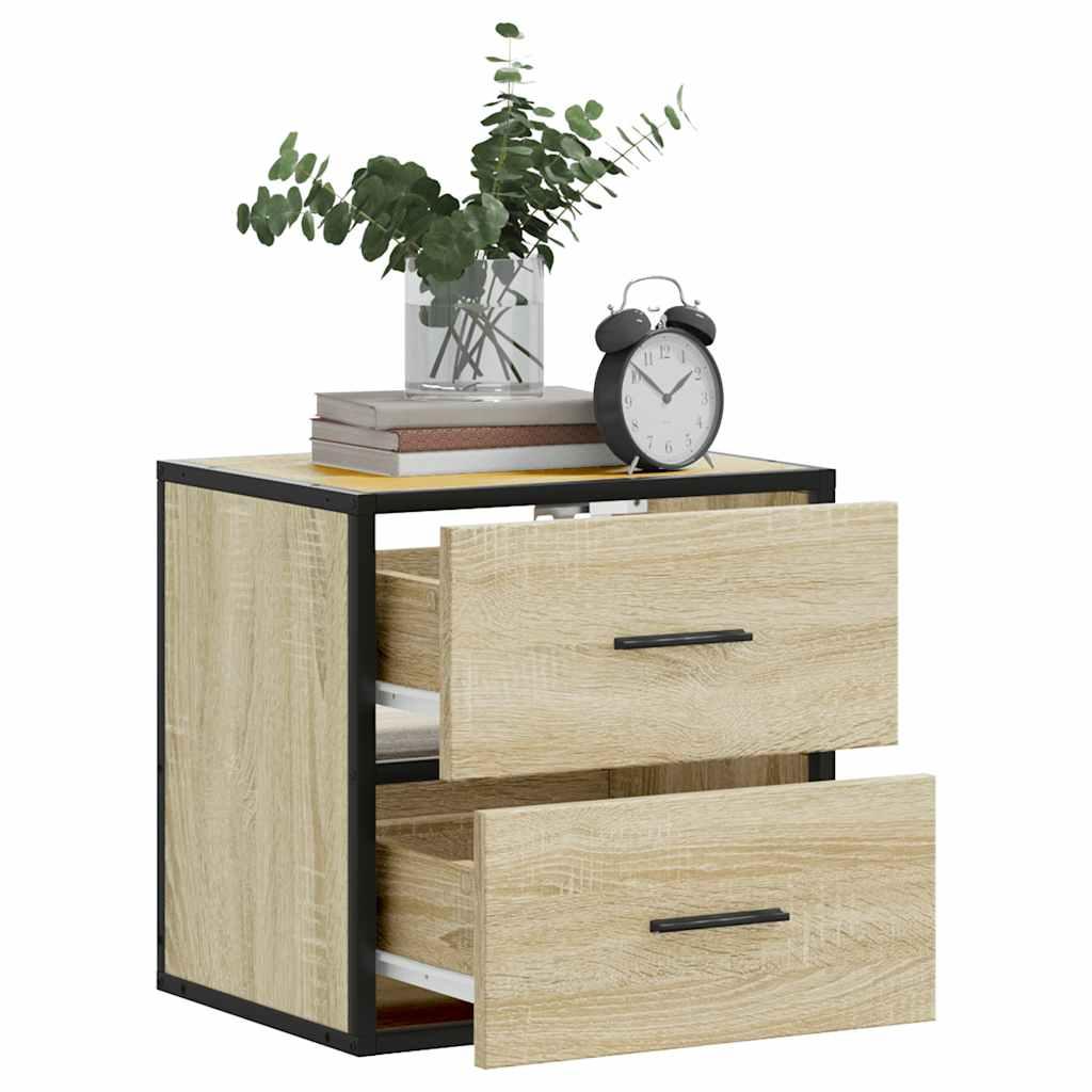 Væghængte sengeborde 2 stk. 40x31x39,5 cm sonoma-eg