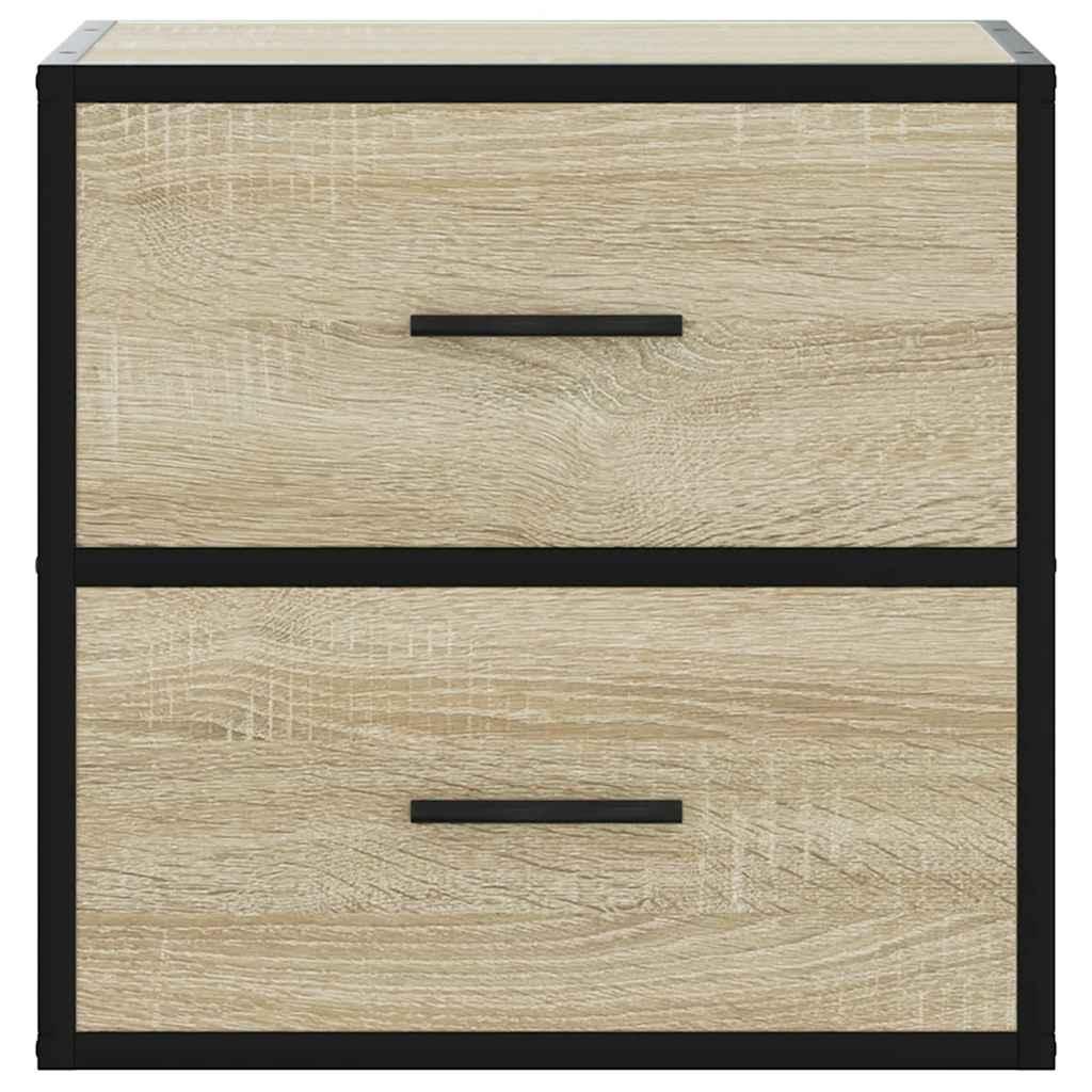 Væghængte sengeborde 2 stk. 40x31x39,5 cm sonoma-eg