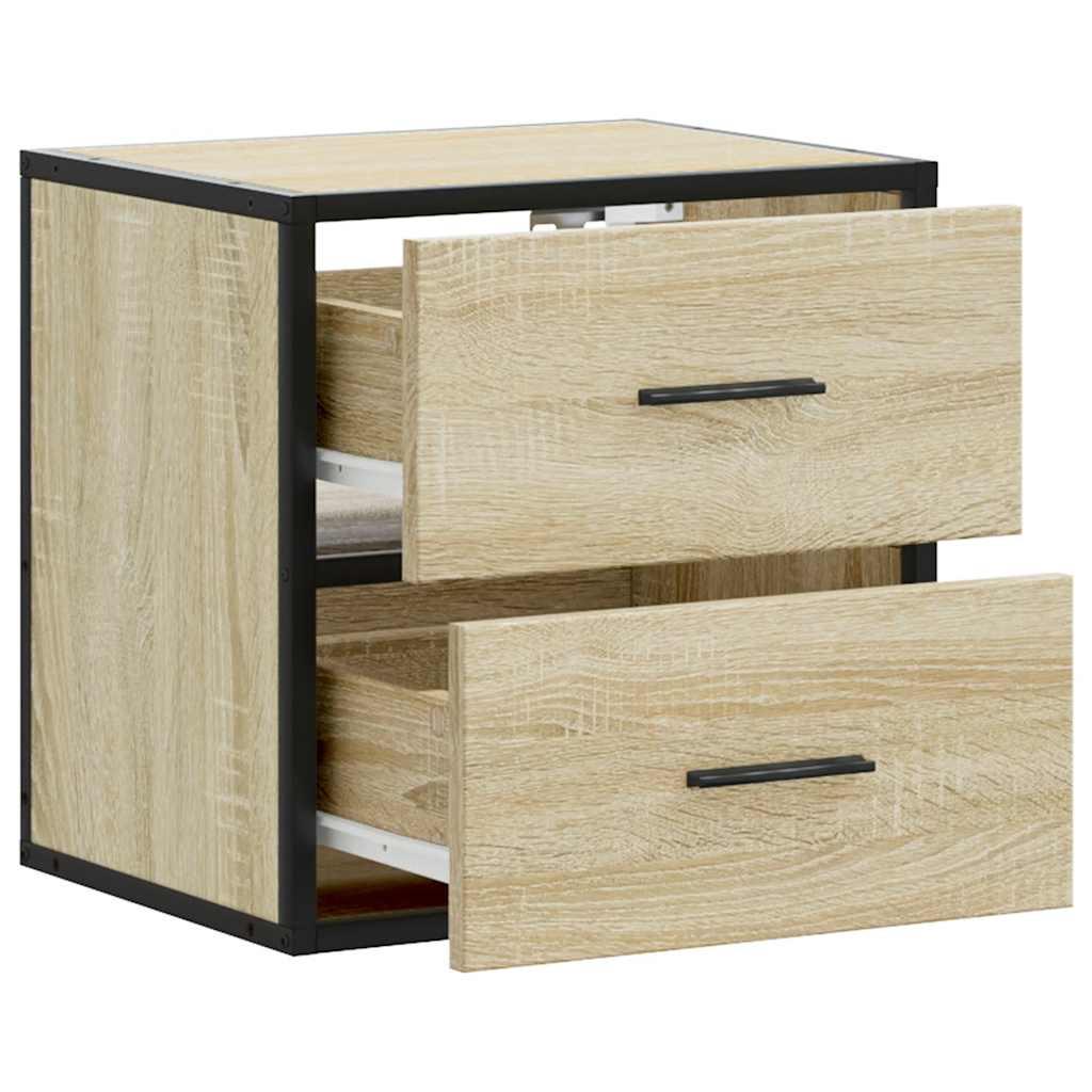 Væghængte sengeborde 2 stk. 40x31x39,5 cm sonoma-eg