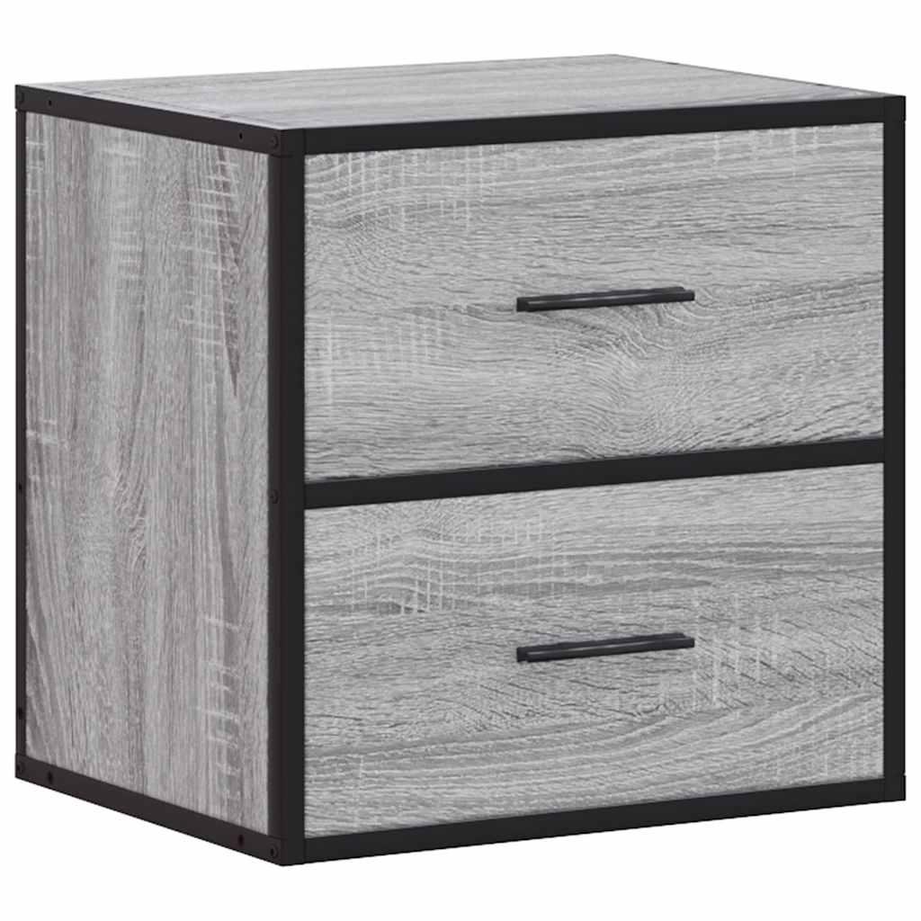 Væghængte sengeborde 2 stk. 40x31x39,5 cm grå sonoma-eg
