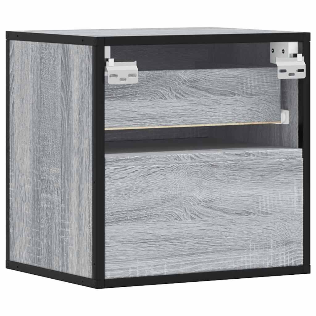 Væghængte sengeborde 2 stk. 40x31x39,5 cm grå sonoma-eg