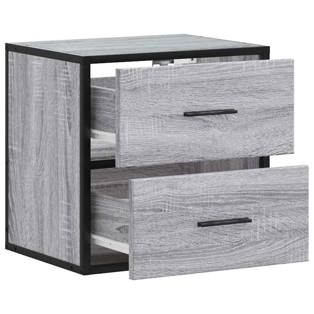 Væghængte sengeborde 2 stk. 40x31x39,5 cm grå sonoma-eg