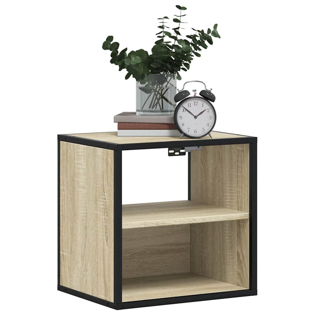 Væghængte sengeborde 2 stk. 40x31x39,5 cm sonoma-eg