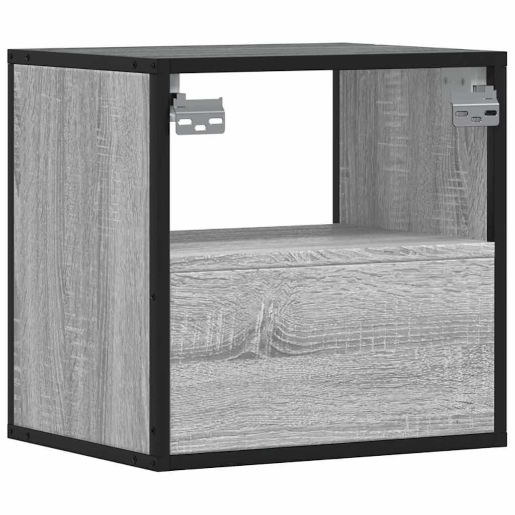 Væghængte sengeborde 2 stk. 40x31x39,5 cm grå sonoma-eg
