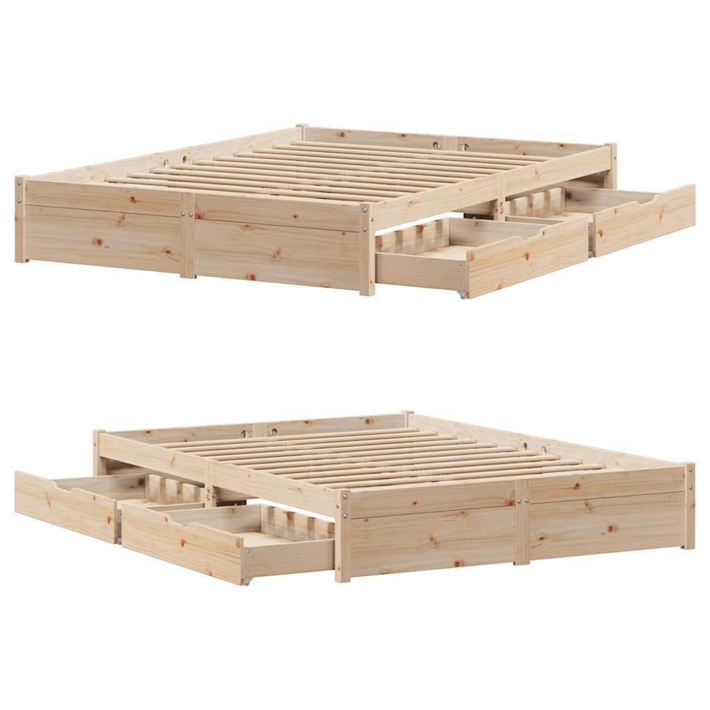 Sengeramme uden madras 140x190 cm massivt fyrretræ