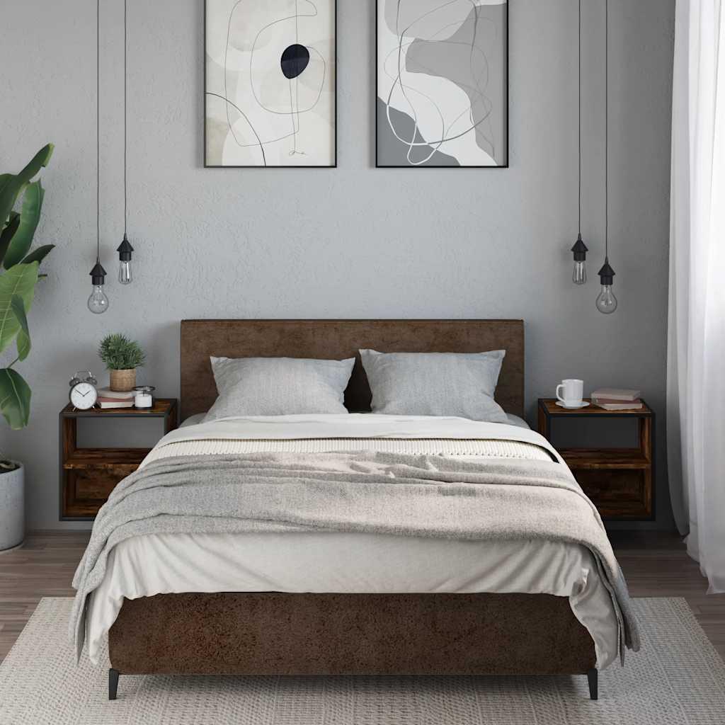Væghængte sengeborde 2 stk. 40x31x39,5 cm røget egetræsfarve
