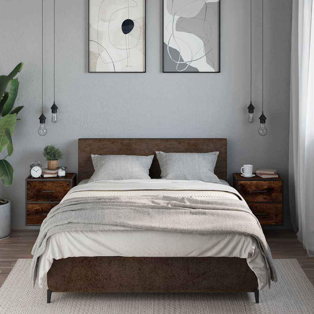 Væghængte sengeborde 2 stk. 40x31x39,5 cm røget egetræsfarve
