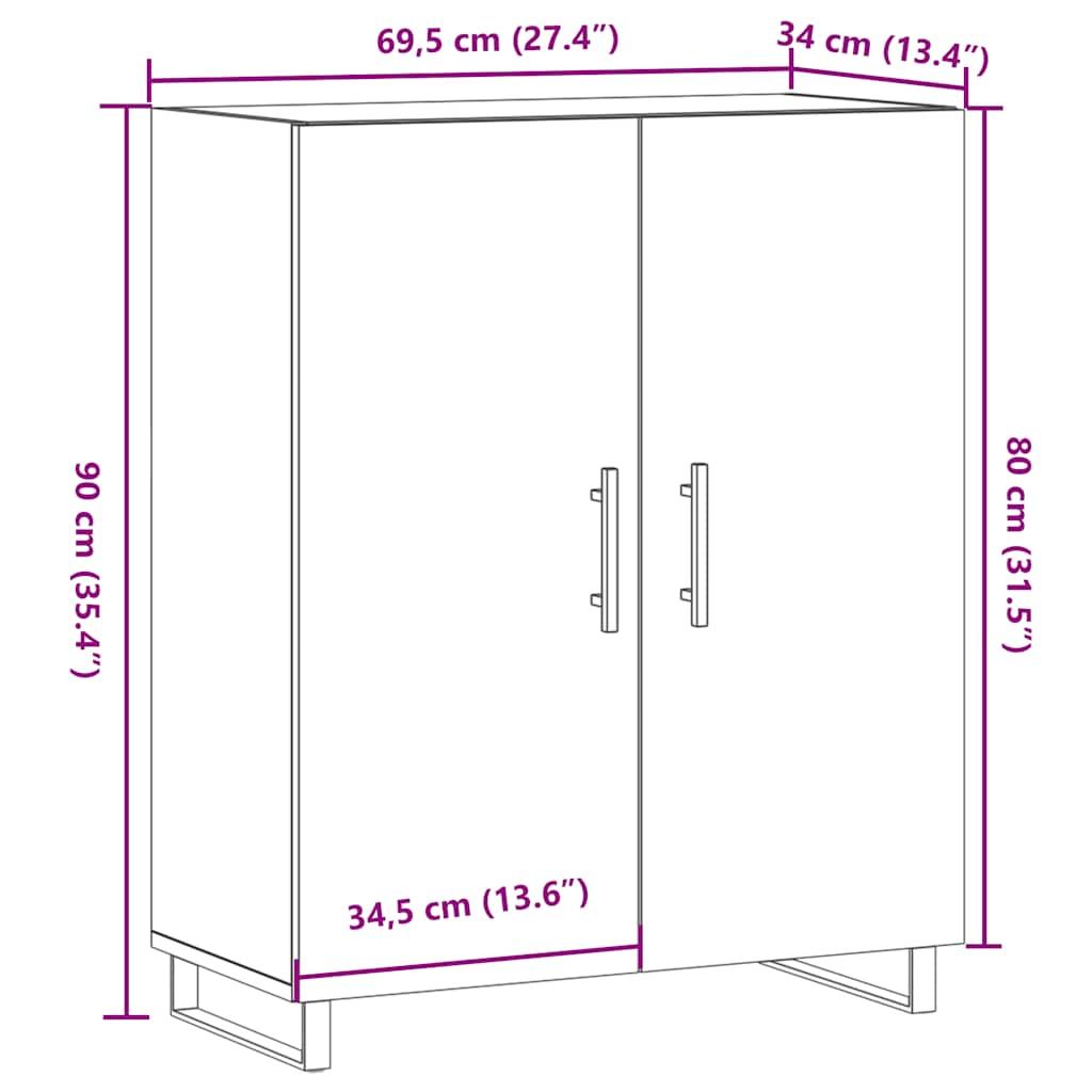 Skænk 69,5x34x90 cm konstrueret træ antikt trælook