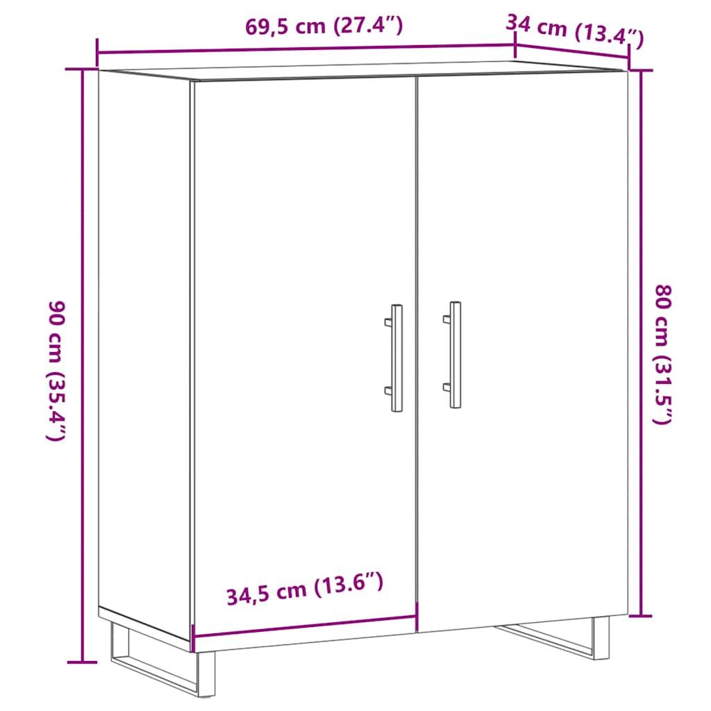 Skab 69,5x34x90 cm konstrueret træ kunsteg