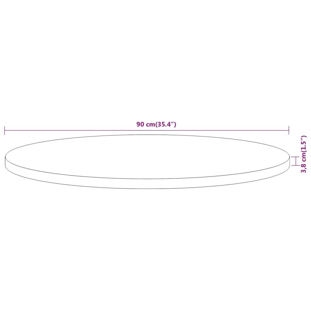 Bordplade Ø90x3,8 cm rund massivt akacietræ