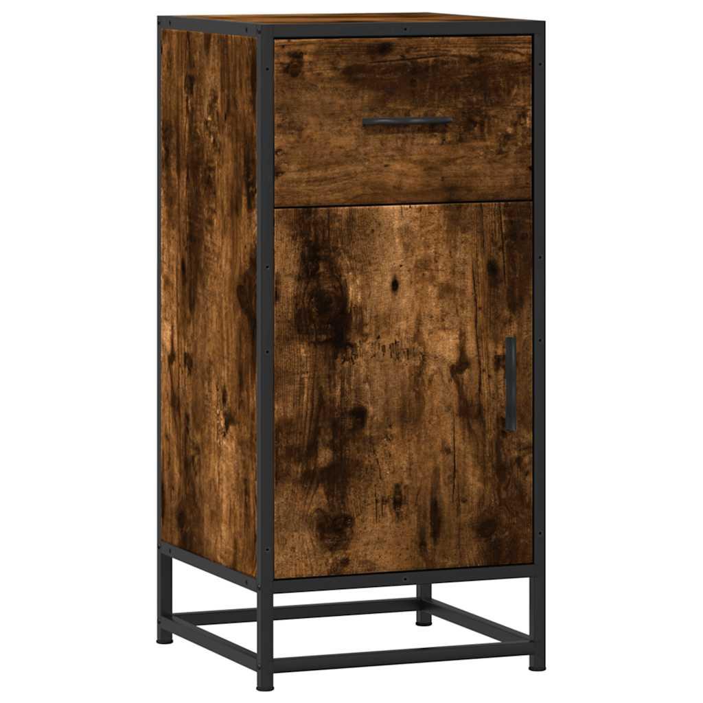 Skab 35,5x35x76 cm konstrueret træ og metal røget egetræsfarve