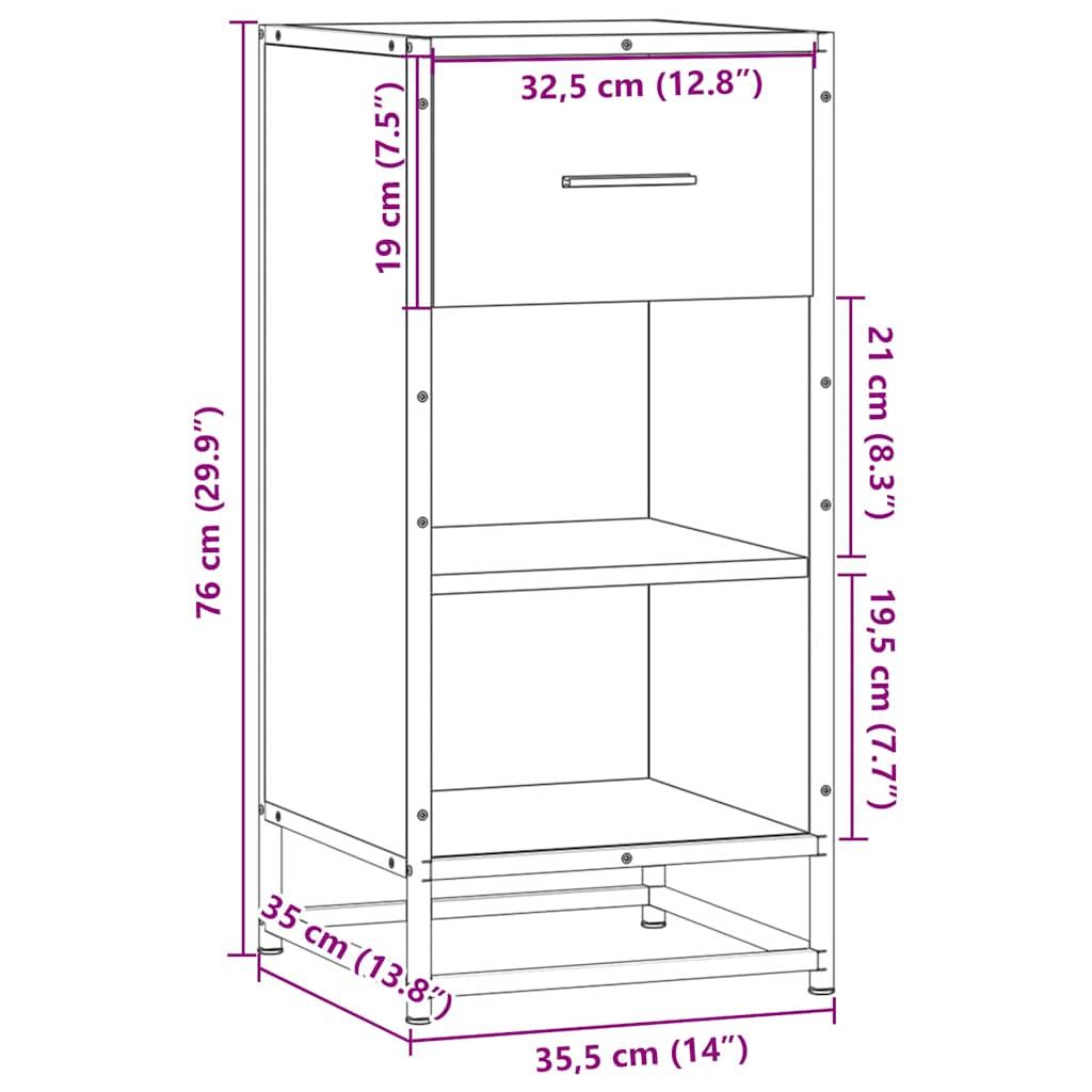Skab 35,5x35x76 cm konstrueret træ og metal røget egetræsfarve