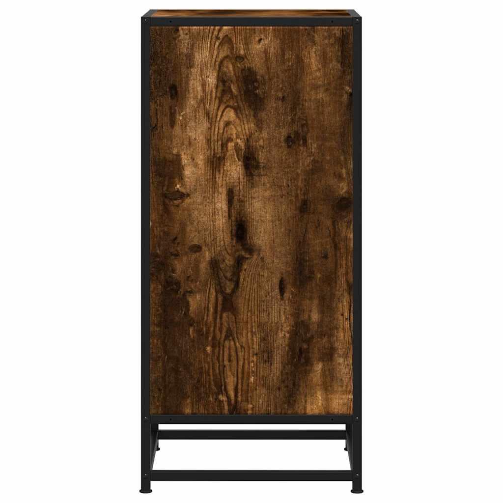Skab 35,5x35x76 cm konstrueret træ og metal røget egetræsfarve
