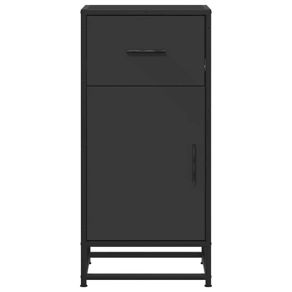 Skuffeskab 35,5x35x76 cm konstrueret træ og metal sort