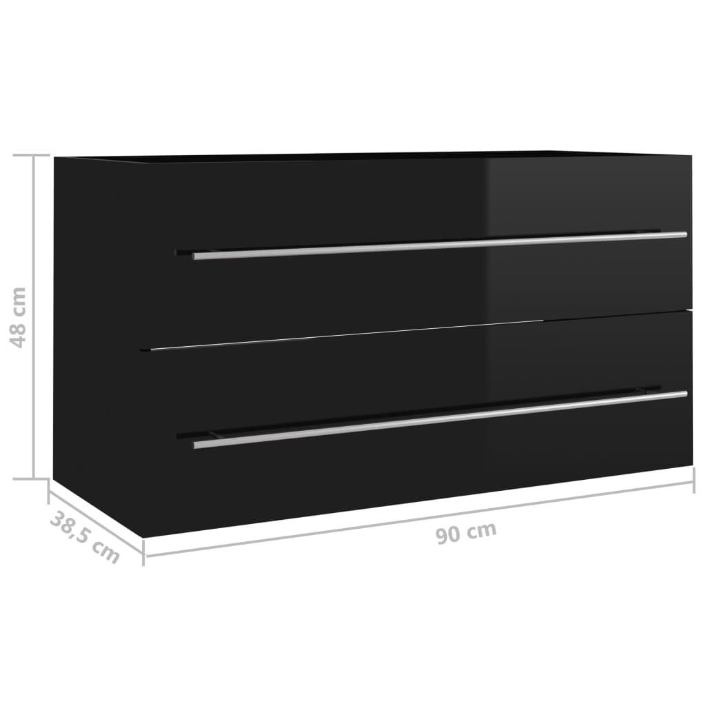 Vaskeskab 90x38,5x48 cm spånplade sort højglans
