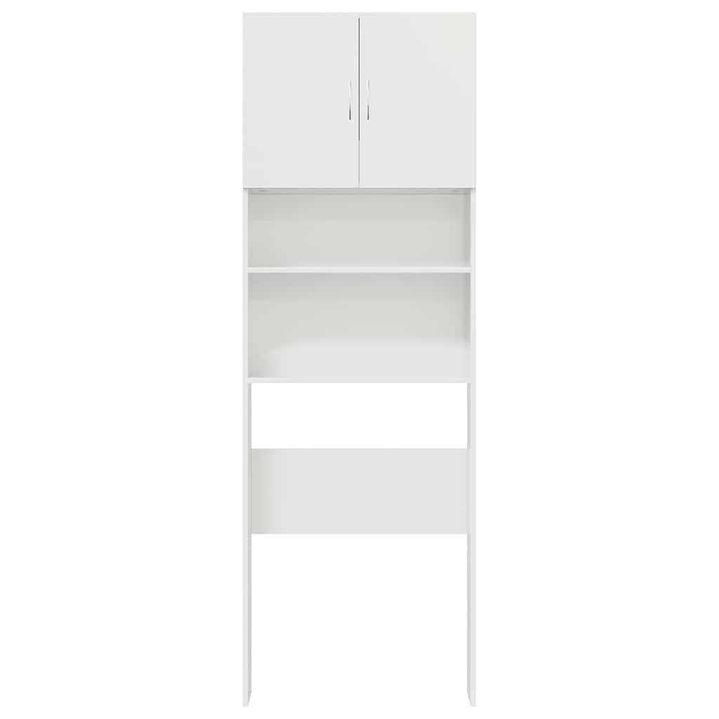 Vaskemaskineskab 64x24x190 cm konstrueret træ hvid højglans