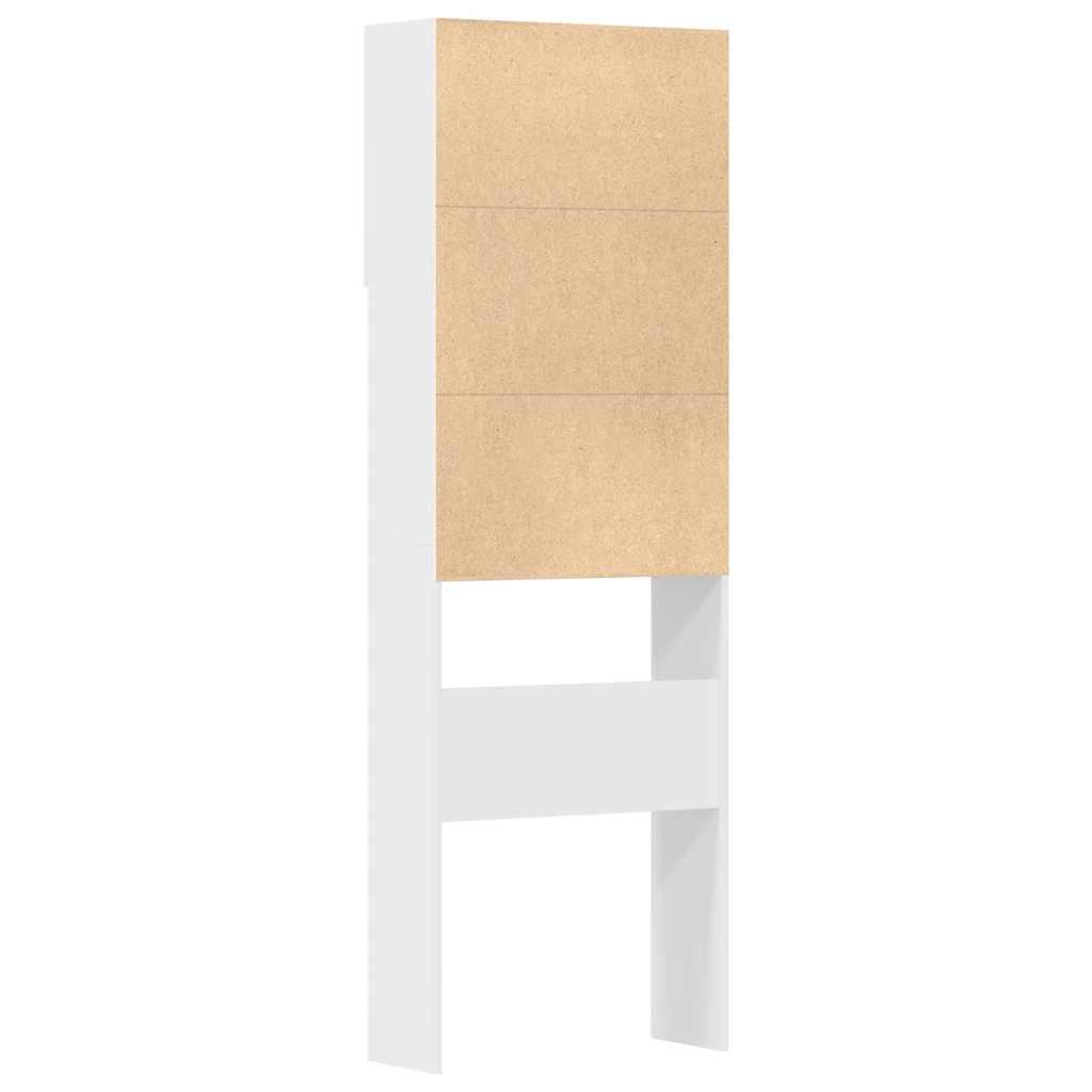 Vaskemaskineskab 64x24x190 cm konstrueret træ hvid højglans