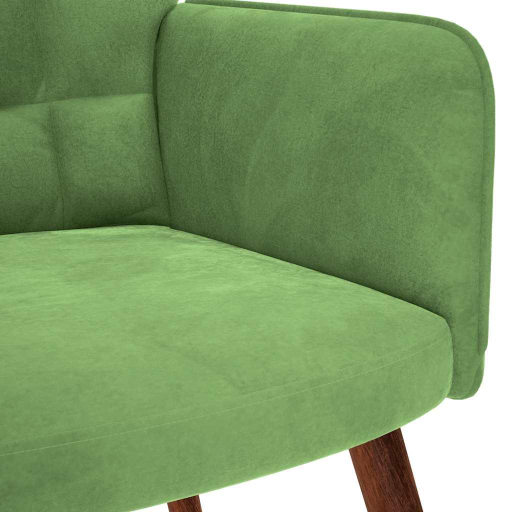 Lænestol med fodskammel fløjl lysegrøn