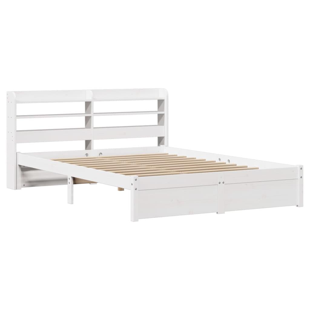 Sengeramme med sengegavl 120x190 cm massivt fyrretræ hvid