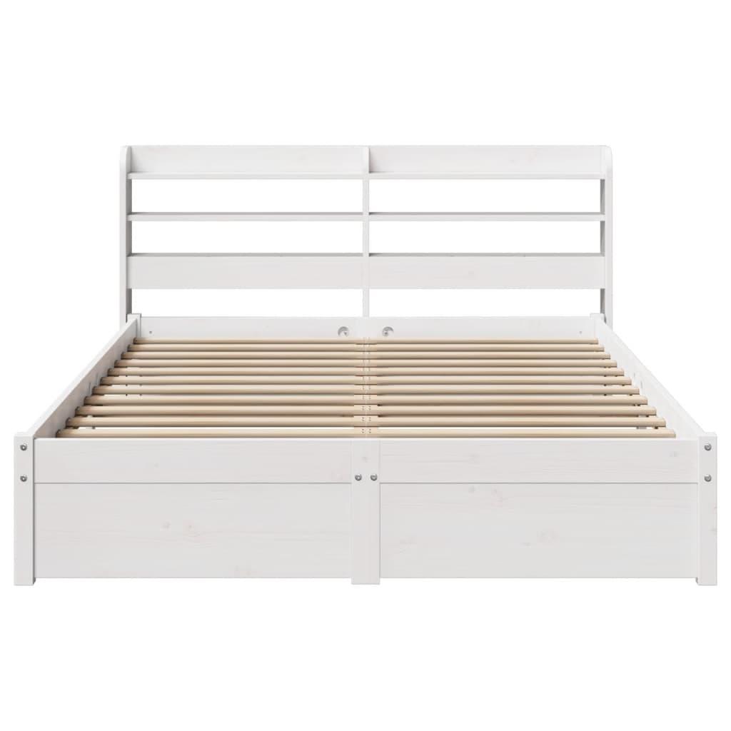 Sengeramme med sengegavl 120x190 cm massivt fyrretræ hvid