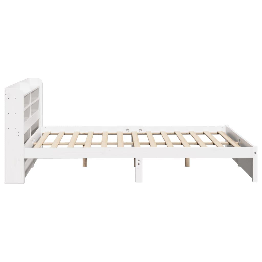 Sengeramme med sengegavl 120x190 cm massivt fyrretræ hvid
