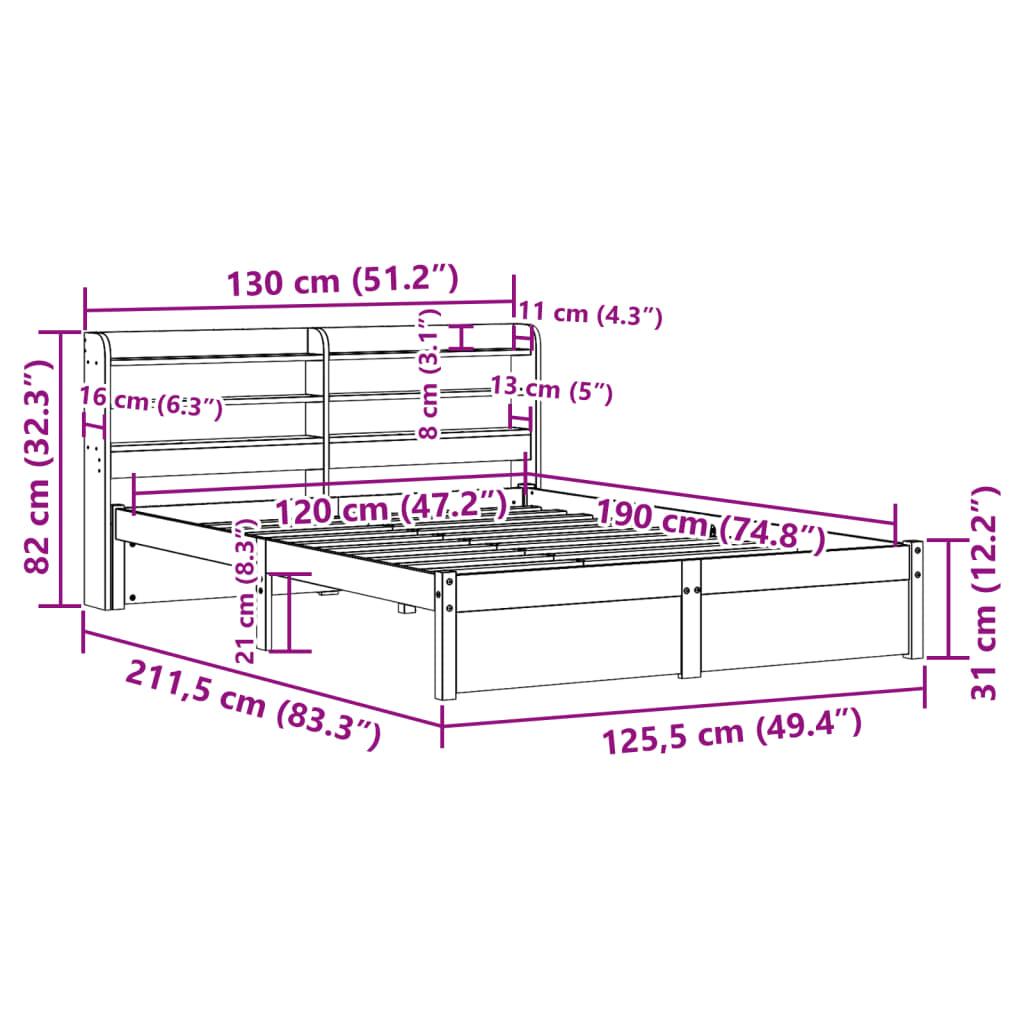 Sengeramme med sengegavl 120x190 cm massivt fyrretræ hvid