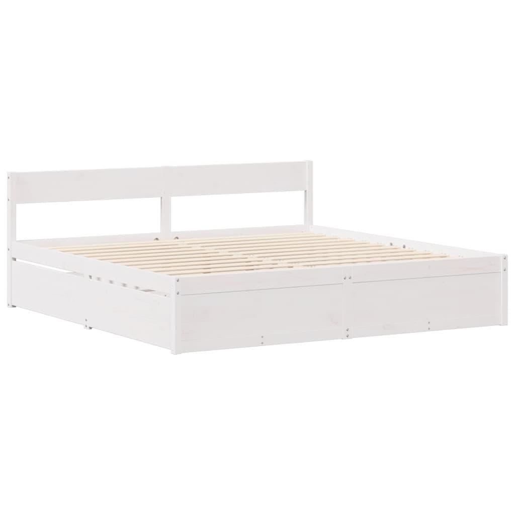 Sengeramme uden madras 200x200 cm massivt fyrretræ hvid