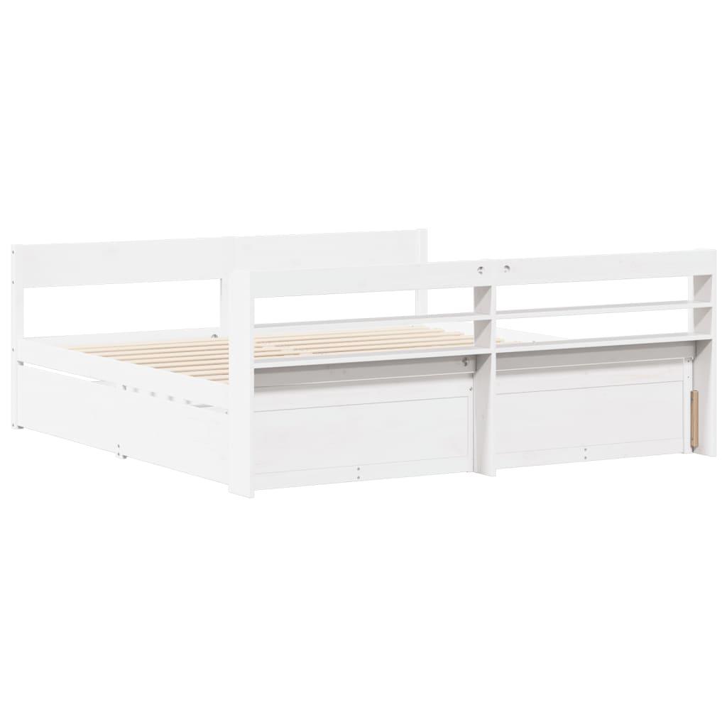 Sengeramme uden madras 200x200 cm massivt fyrretræ hvid