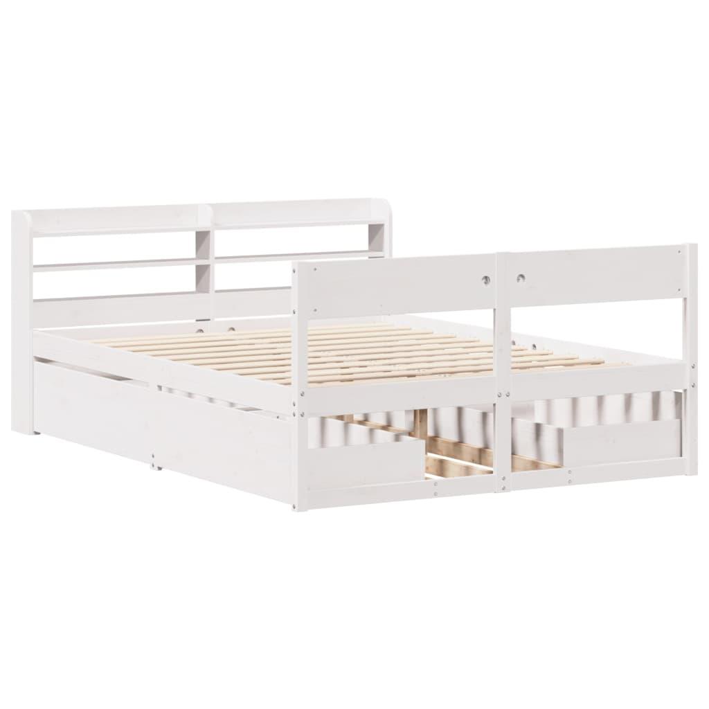 Sengeramme uden madras 120x200 cm massivt fyrretræ hvid