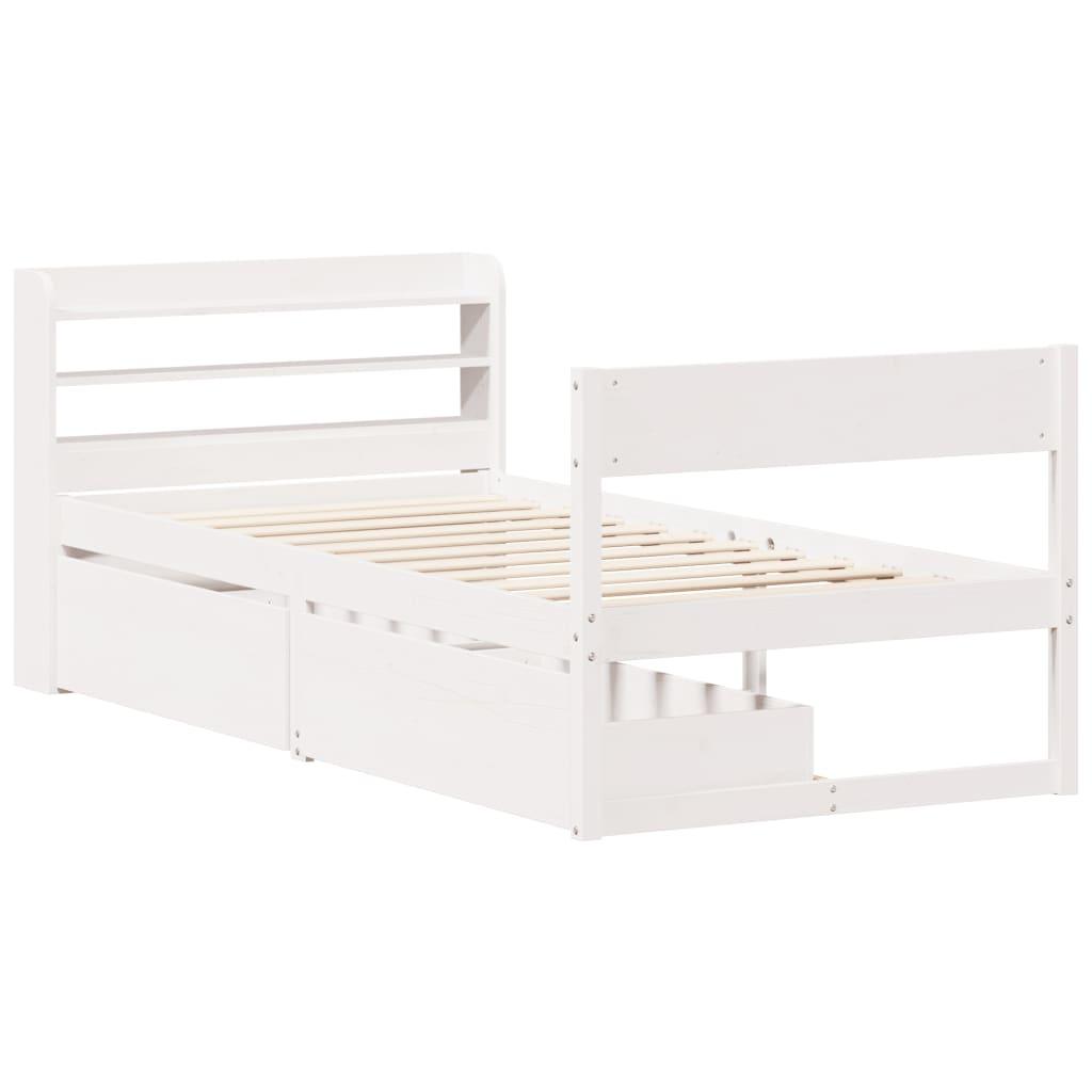 Sengeramme uden madras 100x200 cm massivt fyrretræ hvid