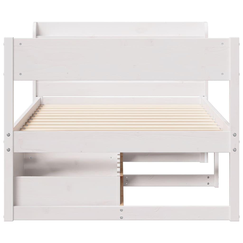 Sengeramme uden madras 100x200 cm massivt fyrretræ hvid