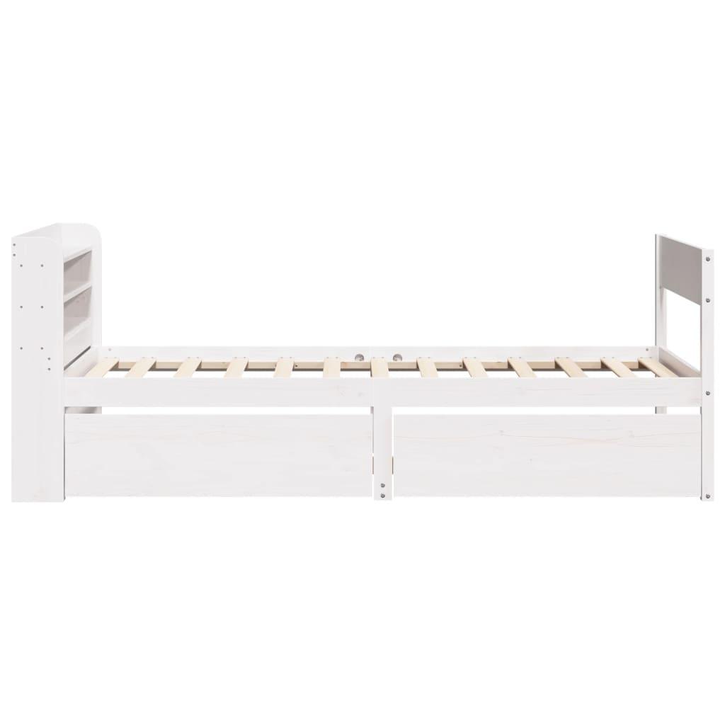 Sengeramme uden madras 100x200 cm massivt fyrretræ hvid