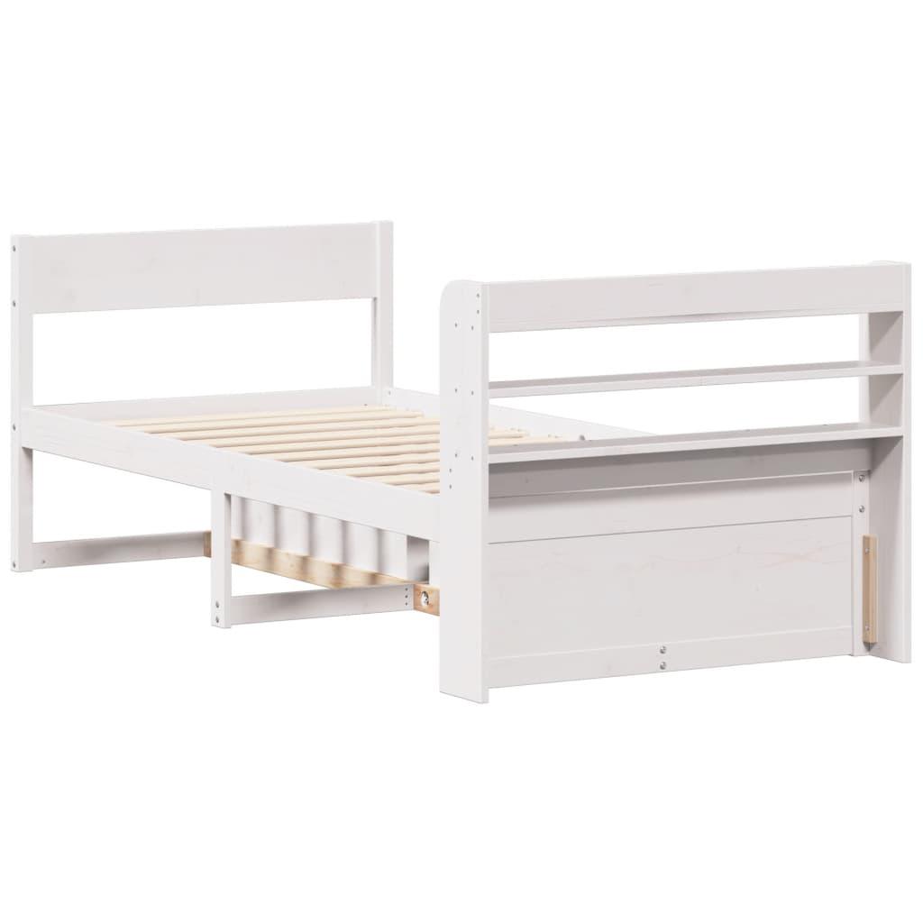 Sengeramme uden madras 100x200 cm massivt fyrretræ hvid