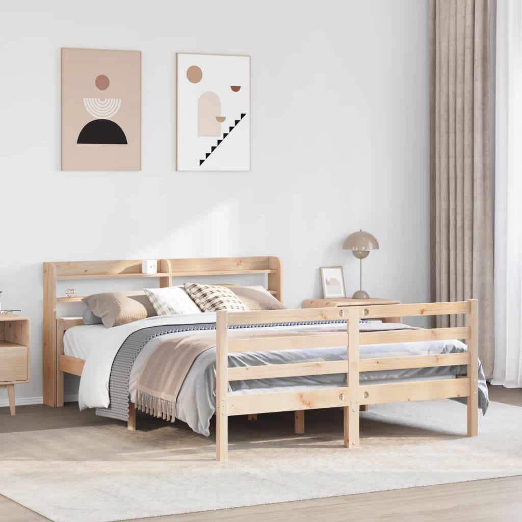 Sengeramme med sengegavl 120x200 cm massivt fyrretræ hvid