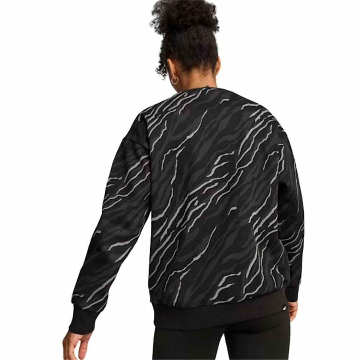 Sweaters uden Hætte til Kvinder Puma Essentials+ Animal Aop Crew Fl Mujer Sort XL
