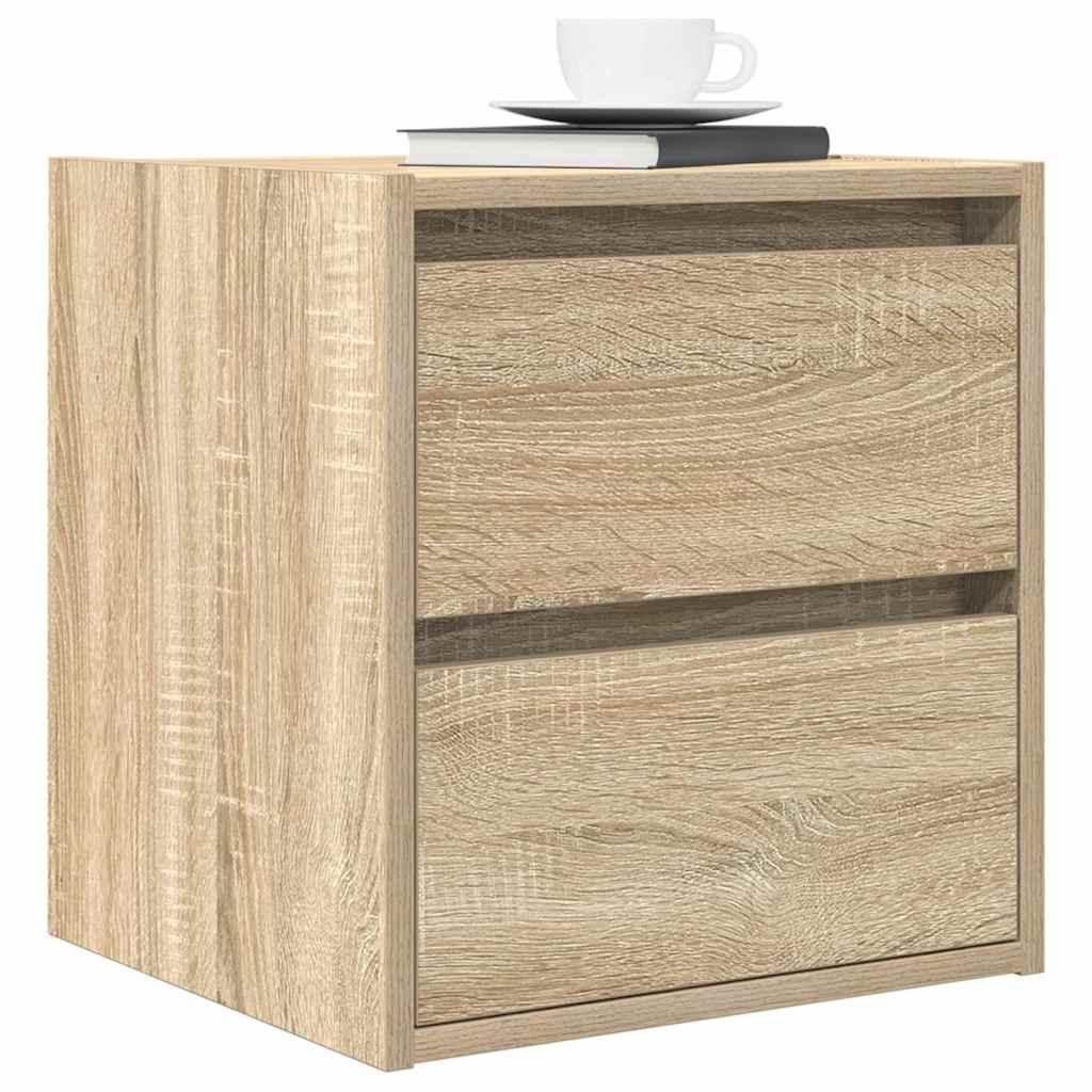 Væghængte sengeborde 2 stk. 38x34x40 cm sonoma-eg