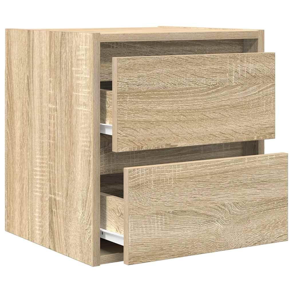 Væghængte sengeborde 2 stk. 38x34x40 cm sonoma-eg
