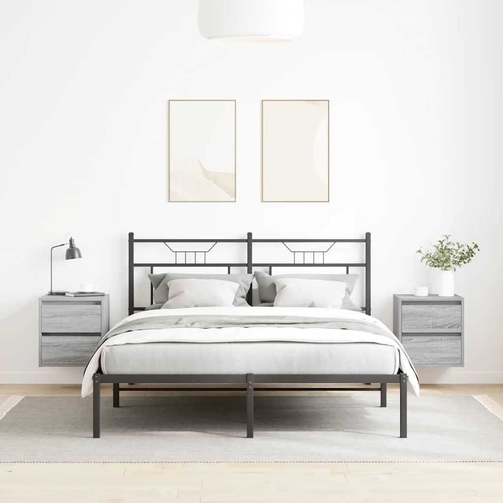Væghængte sengeborde 2 stk. 38x34x40 cm grå sonoma-eg