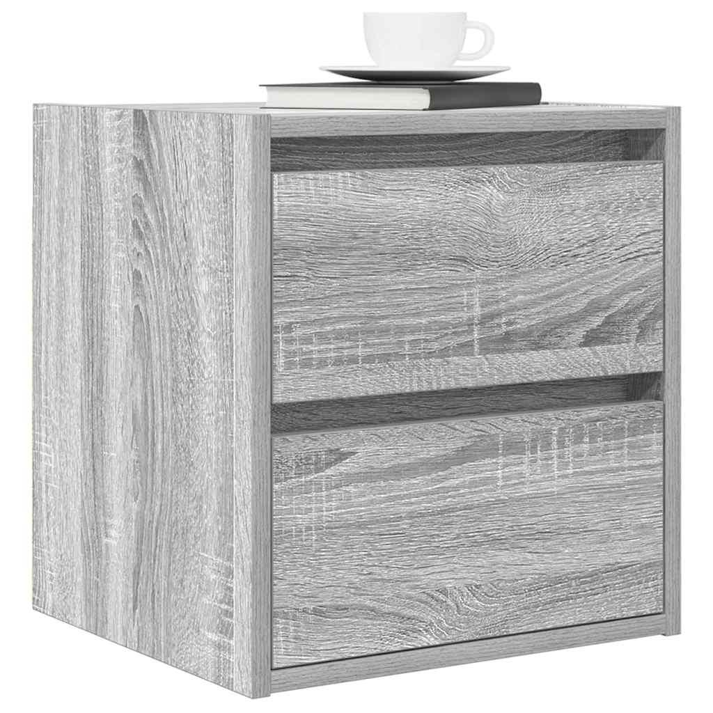 Væghængte sengeborde 2 stk. 38x34x40 cm grå sonoma-eg