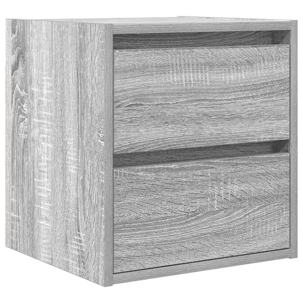 Væghængte sengeborde 2 stk. 38x34x40 cm grå sonoma-eg