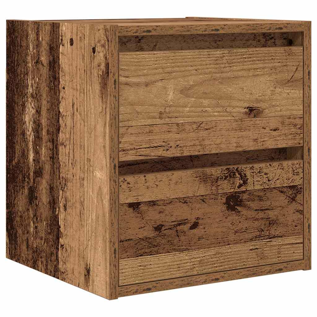 Væghængt sengebord 38x34x40 cm antikt træ