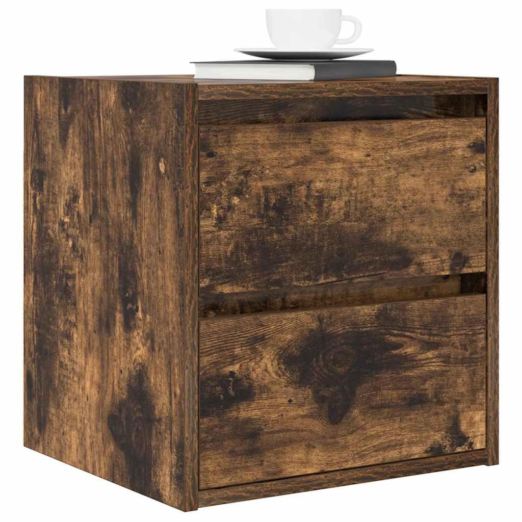Væghængte sengeborde 2 stk. 38x34x40 cm røget egetræsfarve