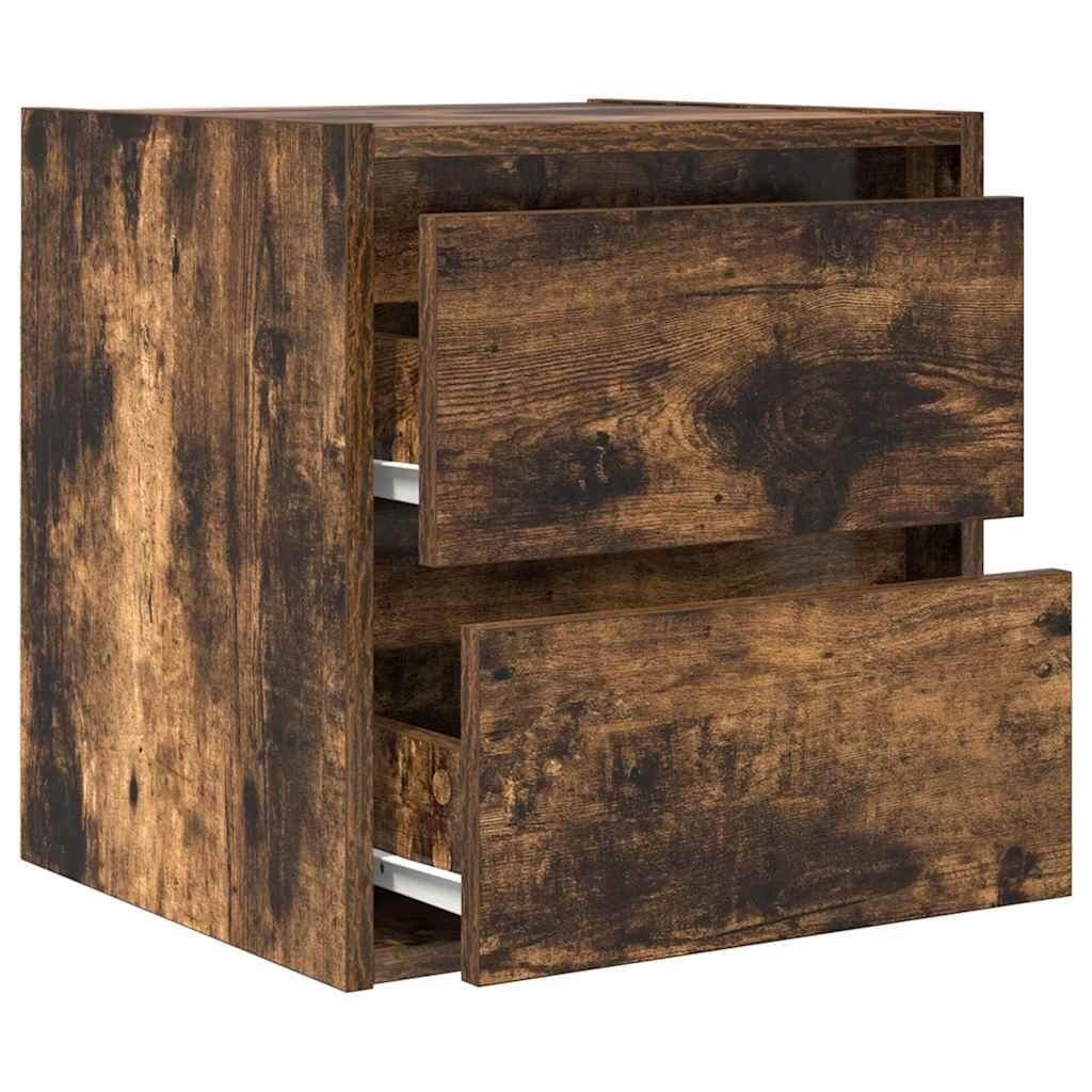 Væghængte sengeborde 2 stk. 38x34x40 cm røget egetræsfarve