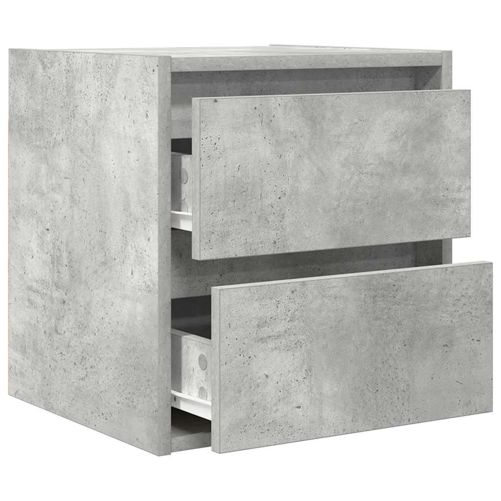 Væghængte sengeborde 2 stk. 38x34x40 cm betongrå
