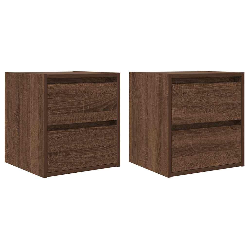 Væghængte sengeborde 2 stk. 38x34x40 cm brun egetræsfarve