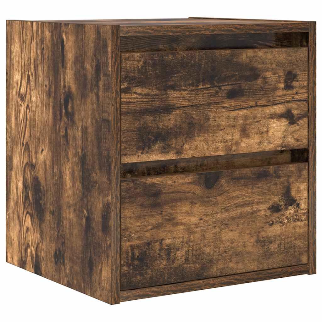Væghængt sengebord 38x34x40 cm røget egetræsfarve