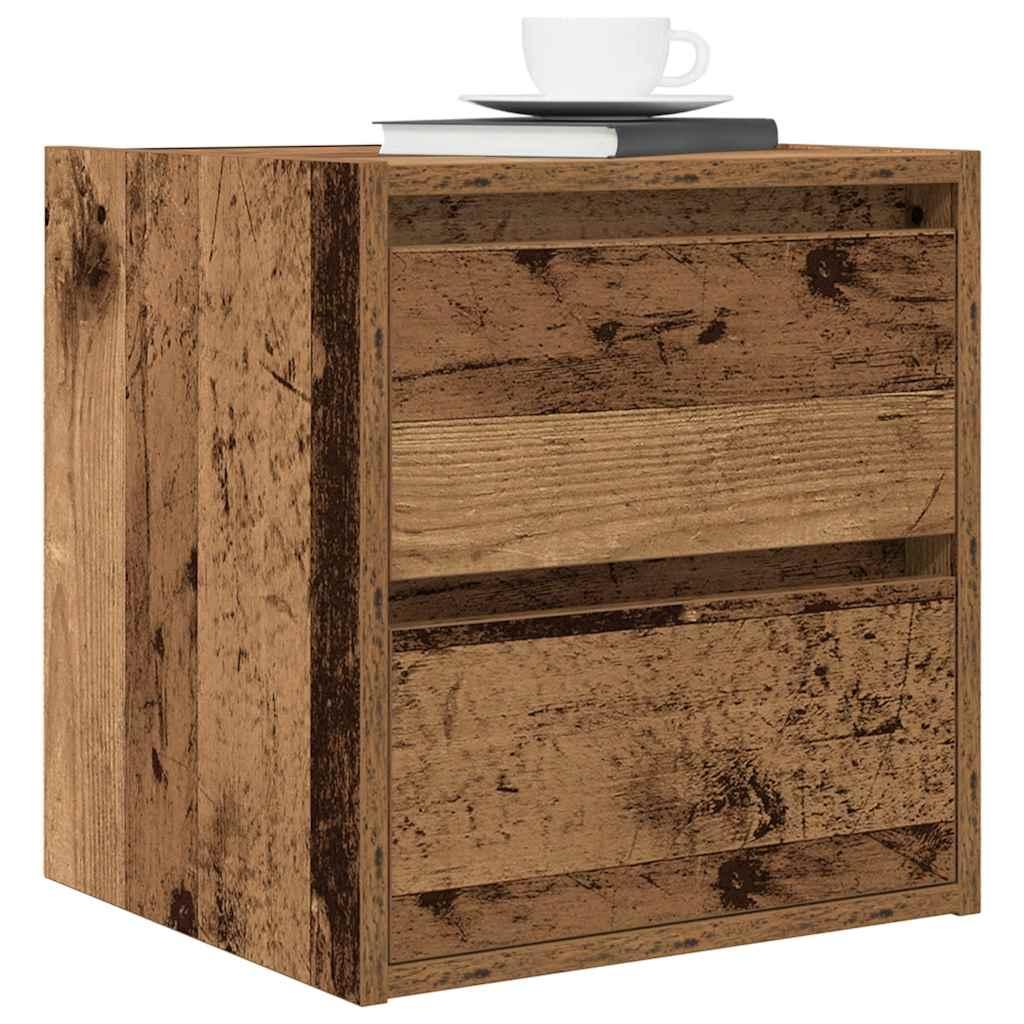 Væghængte sengeborde 2 stk. 38x34x40 cm antikt træ