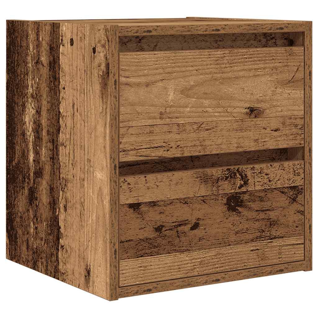 Væghængte sengeborde 2 stk. 38x34x40 cm antikt træ